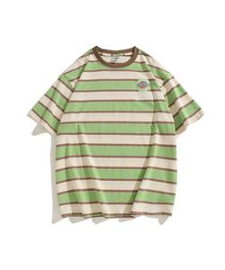 Футболка с коротким рукавом в полоску, оригинальная и в тон, с вышитыми нашивками Hook, цвет Green
