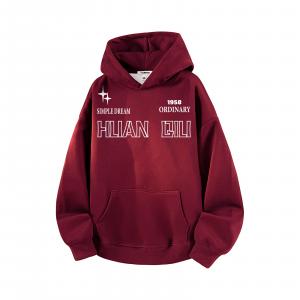 Толстовка Unisex Hooded Moderate Heavyweight HUANQIU, burgundy