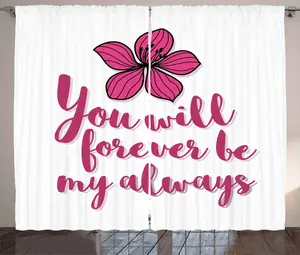 Штора ABAKUHAUS в деревенском стиле, тропические цветы, валентинки, присборенная штора из тесьмы для спальни с петлями и крючками, 280 x 175 см, цвет: пурпурный, розовый, белый Abakuhaus