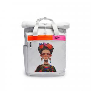 Nike Полиэстеровый граффити рюкзак повседневный унисекс светло-серебристый серый, Abstract Frida
