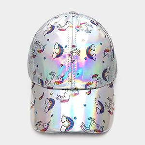 Голографическая бейсболка с принтом единорога FASHNZFAB, серебряный