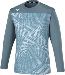 Футболка для теннисных тренировок, с длинным рукавом, влагоотводящая, быстросохнущая, крой Dynamotion, 62JAB511 Mizuno, синий