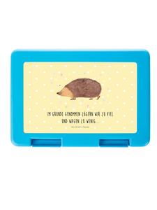 Mr. & Mrs. Panda Коробка для хранения с изображением ежиков в форме сердечек и надписью, пастельно-желтого цвета