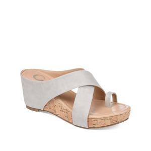 Женские сандалии Journee Collection Rayna, цвет «камень», кожаный ремешок с петлей для пальца, модель LION1014