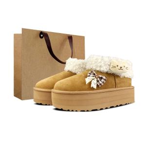 Теплые короткие зимние сапоги для женщин из льна UGG, светлый коричневый