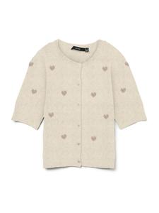 VERO MODA Кардиган 'VMDoffy Intarsia' вязаный, бежевый, кремовый