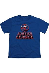 Футболка с коротким рукавом для детей "Justice League of America" в стиле 8-bit Gildan, синий