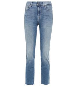 Джинсы Straight Crop средней посадки 7 For All Mankind, светло-синий