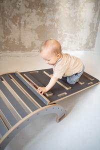 МАЛЕНЬКАЯ качалка Монтессори + МАЛЕНЬКАЯ горка ЛЕСТНИЦА - серый tupti.wood