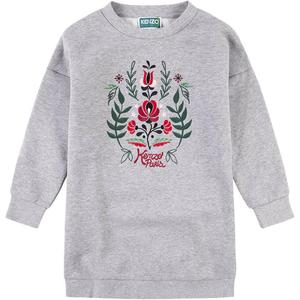 Длинное платье с длинными рукавами серое детское KENZO