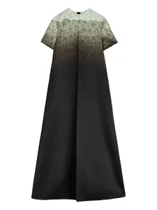 Платье макси с цветочным принтом и эффектом градиента JIL SANDER, зеленый