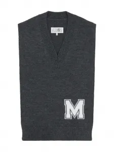 Шарф с инициалами MM6 Maison Margiela, серый