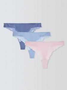 Кружевные трусики-стринги Modal John Lewis, Pack of 3, Blues/Pinks