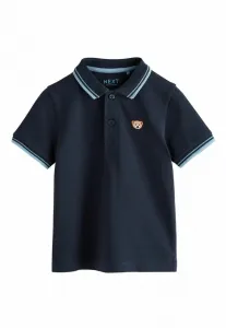 Однотонная стандартная рубашка поло с коротким рукавом Next, Navy Blue Bear Embroidery