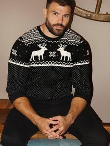 Хлопковый свитер с оленями и круглым вырезом The Little Tailor, Black