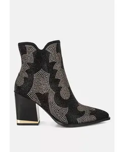 Ботинки Zarka на устойчивом каблуке с украшением из страз London Rag, зеленый