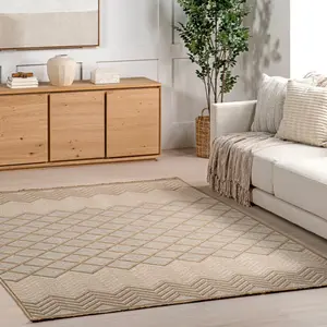Ковер Eleanora Geometric Transitional Jute Area Rug nuLOOM, 122x183 см, светло-бежевый