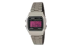 CASIO Мужские часы Retrofit Series с кварцевым механизмом, стальной браслет, черный циферблат