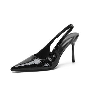 BIGTREE Туфли на высоком тонком каблуке женские, черные