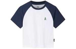 Футболка с регланными рукавами Anta Life Collection женская чисто белая/темно-синяя