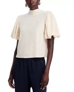 Бархатный топ с воротником-стойкой Area Stars, белый