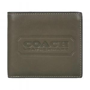 COACH Мужской бумажник из коровьей кожи двойного сложения армейского зеленого цвета, Army Green