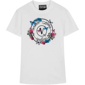 Футболка с цветочным принтом и бабочками VERSACE JEANS COUTURE, белый