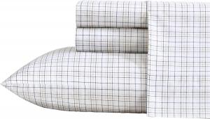 Nautica Комплект постельного белья, размер Twin (пододеяльник 193x274 см, простыня 193x274 см, наволочка 51x76 см), из высококачественного хлопкового перкаля, клетчатый узор, синяя клетка Malor, сертифицировано Oeko-Tex