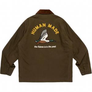 Куртки FW25, унисекс, с отворотом, средней рабочей одеждой Human Made, оливковый coriander