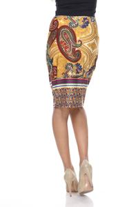 Юбка-карандаш с принтом Горчично-коричневого цвета White Mark