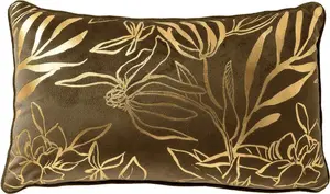 Декоративная подушка Lonne 30x50 см зеленая с цветочным узором Dutch Decor