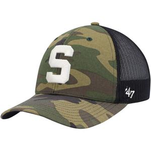 Мужская кепка Trucker Snapback с логотипом команды '47 камуфляж/черный Michigan State Spartans Team