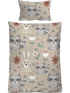 Детское постельное белье из тонкой фланели бежевого цвета Biberna, 135x200 см (80x80 см)