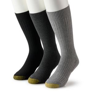 Мужские носки с ребристым краем, 3 пары Goldtoe, цвет gray black