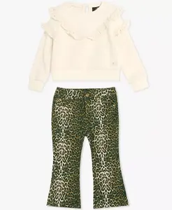 Детский комплект для девочек из топа и штанов 7 For All Mankind, мультиколор