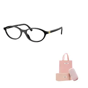 Очки с овальной оправой и шильдиком бренда MIU MIU, черный