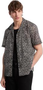 Michael Kors Мужская короткая рубашка свободного кроя из льна, Chestnut