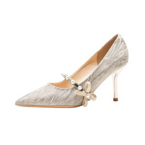 BIGTREE Тонкие каблуки на шпильке женские шампань голд, цвет Champagne Gold