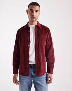 Вельветовая рубашка бордового цвета New Look