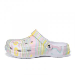 King Jinmai Клоги унисекс розовые с голубыми зебровыми полосками, цвет Pink Cyan Zebra Line