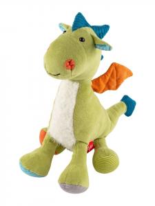 Мягкая игрушка-дракон Свити в лоскутном стиле, зелено-оранжево-синего цвета