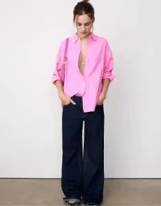 Струящаяся рубашка из льна Stradivarius пастельно-розового цвета