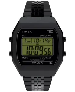 Мужские кварцевые цифровые часы из черной нержавеющей стали, 36 мм Timex, black