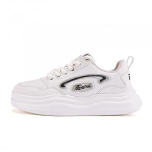 Антискользящие и износостойкие низкие скейтерские кроссовки для увеличения роста мужские белые Pnj