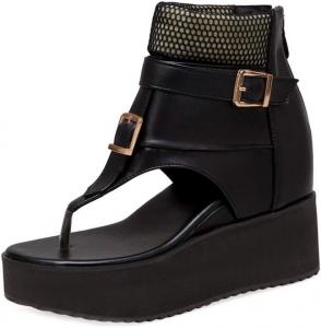 Женские сандалии на платформе и танкетке MIOKE с закрытой пяткой, летние, комфортные, с молнией, скубовые на скрытом каблуке, шлепанцы, Black