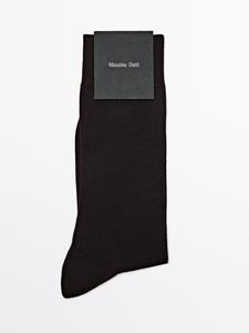 Носки из смеси шерсти, простые трикотажные Massimo Dutti, коричневый