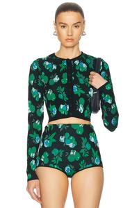 Жаккардовый вязаный кардиган Coperni, Print Blue Apples