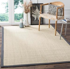 Ковер SAFAVIEH, 275 x 366 см, Natural Fiber Collection, Marble & Grey, дизайн с бордюром из сизаля, простой уход, идеально для помещений с высокой проходимостью в гостиной, спальне (NF441B)