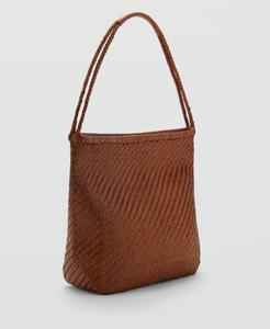 Женская плетеная кожаная сумка через плечо MANGO, Leather