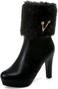 Женские рождественские ботинки на меху до щиколотки Makmeoyw, 371 Black